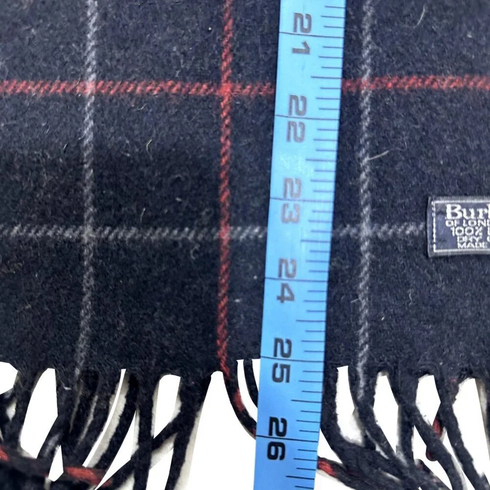 Burberrys Classic Check Scarf Black 100% Lambswool Unisex Scarf Made In England - Picture 6 of 7